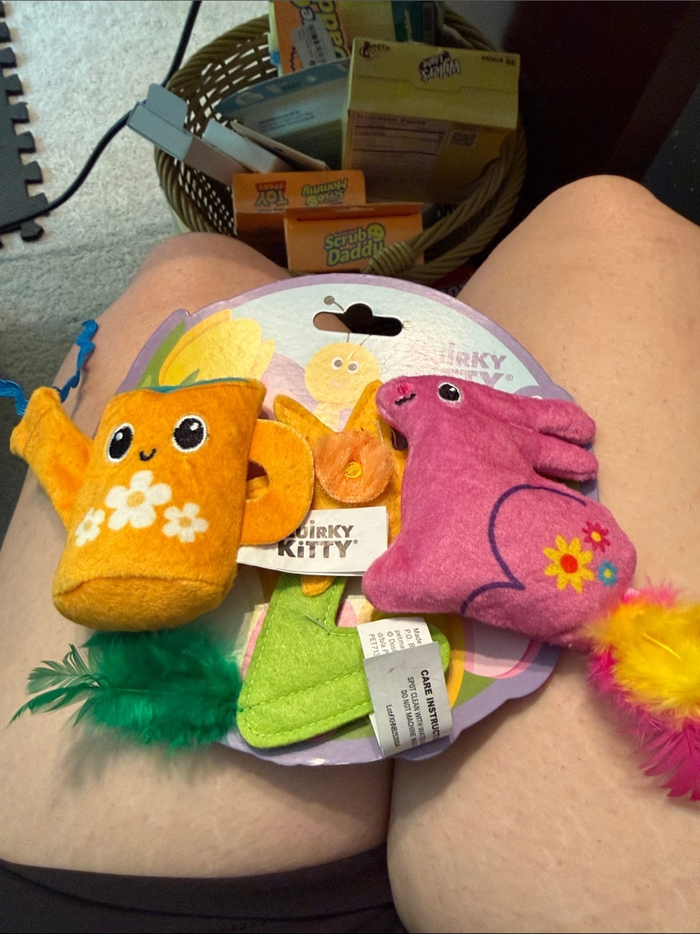 Plush Cat Toy Set - Orange & Pink